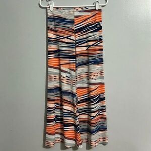 Veronica M Abstract Bell bottom Striped Pants in Orange and Blue size XS